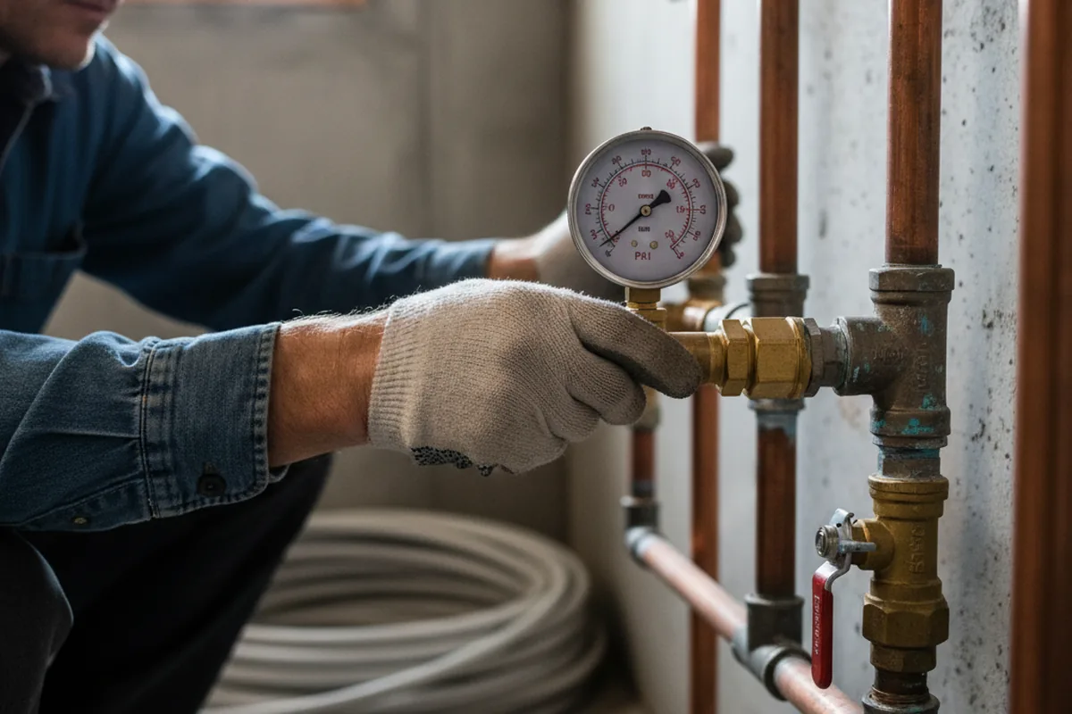 Pressure testing a repaired line during Water Line Repair in Newell